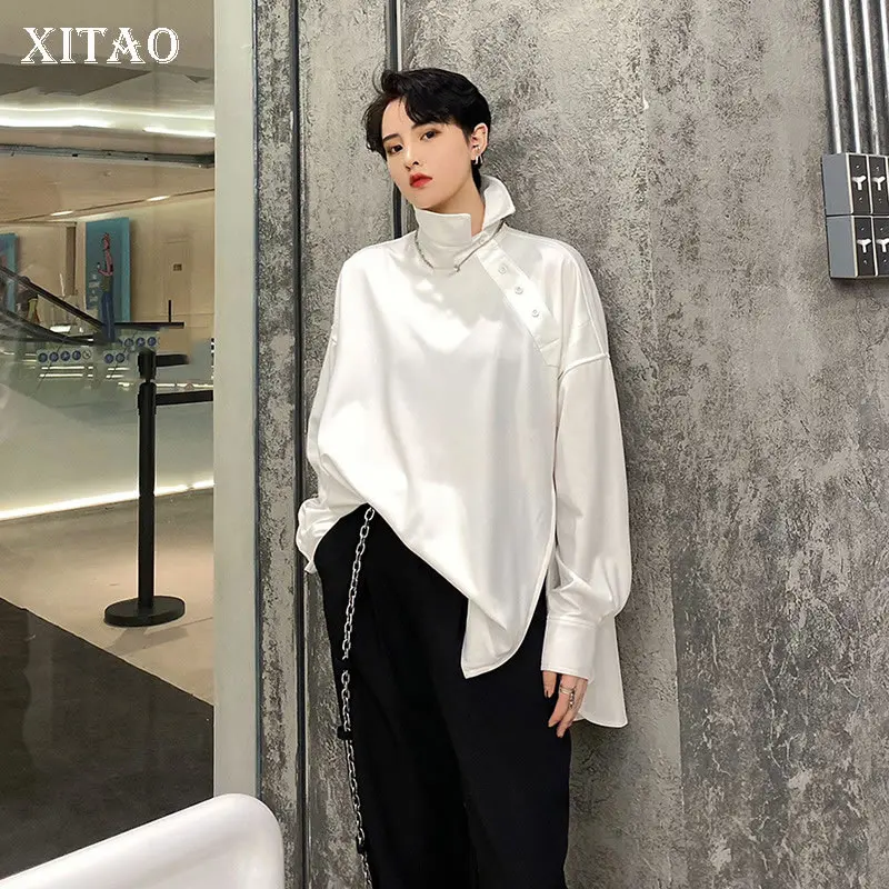 XITAO новая модная Асимметричная комбинированная рубашка однотонная повседневная