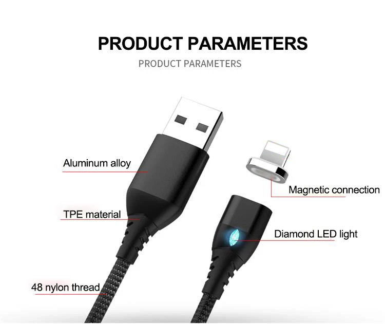 IONCT Магнитный кабель 3A Быстрая зарядка для айфона IPad Xiaomi samsung Android магнитная зарядка телефон магнит зарядное устройство Micro USB type C провод для зарядки data