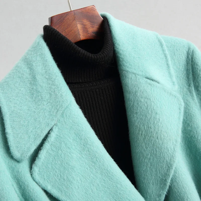 Женское шерстяное пальто из альпака зимняя куртка женские двухсторонние