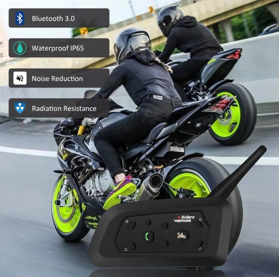 V6 - 1200M мотоциклетная гарнитура Bluetooth для шлема полный дуплексный мотоцикл