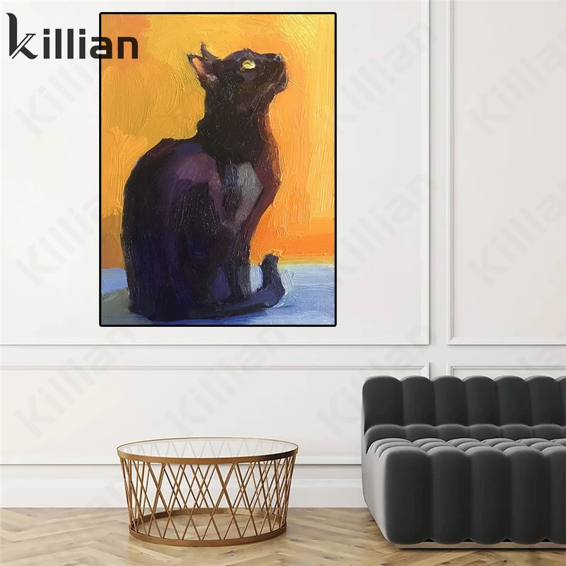 

Impression Cat Oil Painting Print Canvas Painting Nordic Abstract Poster Print Mural Picture Living Room Decoration Home Decor