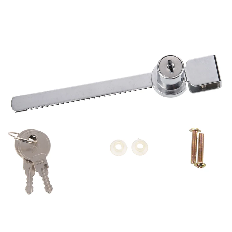 Office Glass Showcase Cabinet Counter Sliding Blade Saw Lock W Keys Silver Tone | Locks