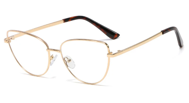 gold with clear Peekaboo Ретро Металлические очки оправа кошачий глаз женские золотые черные прозрачные линзы треугольные оптические очки Женские аксессуары - Цвет оправы: gold with clear