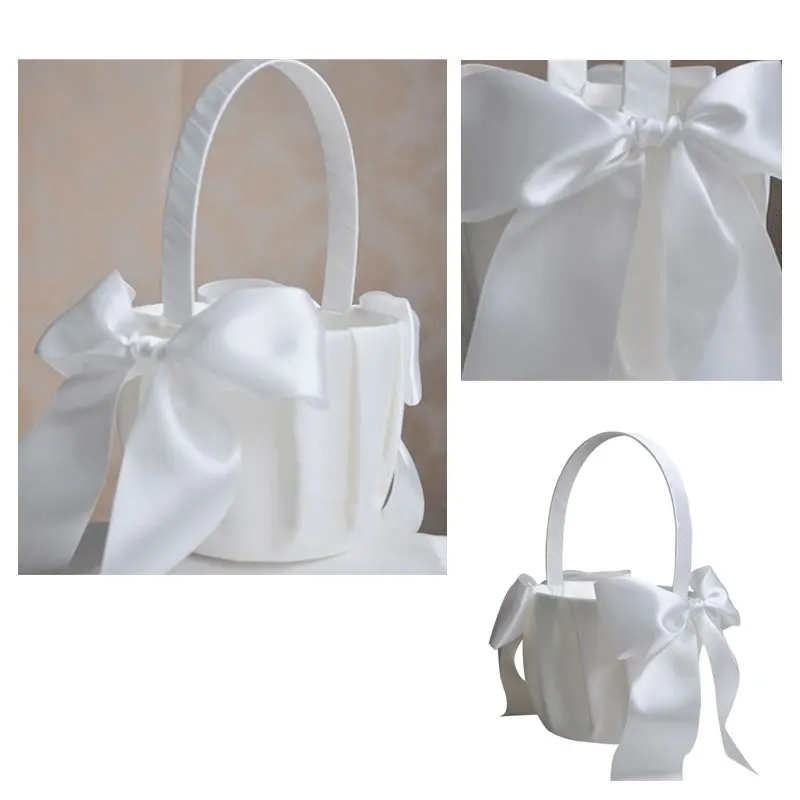 Цветочная корзина для кольца подушка свадебной церемонии атласная хранения с