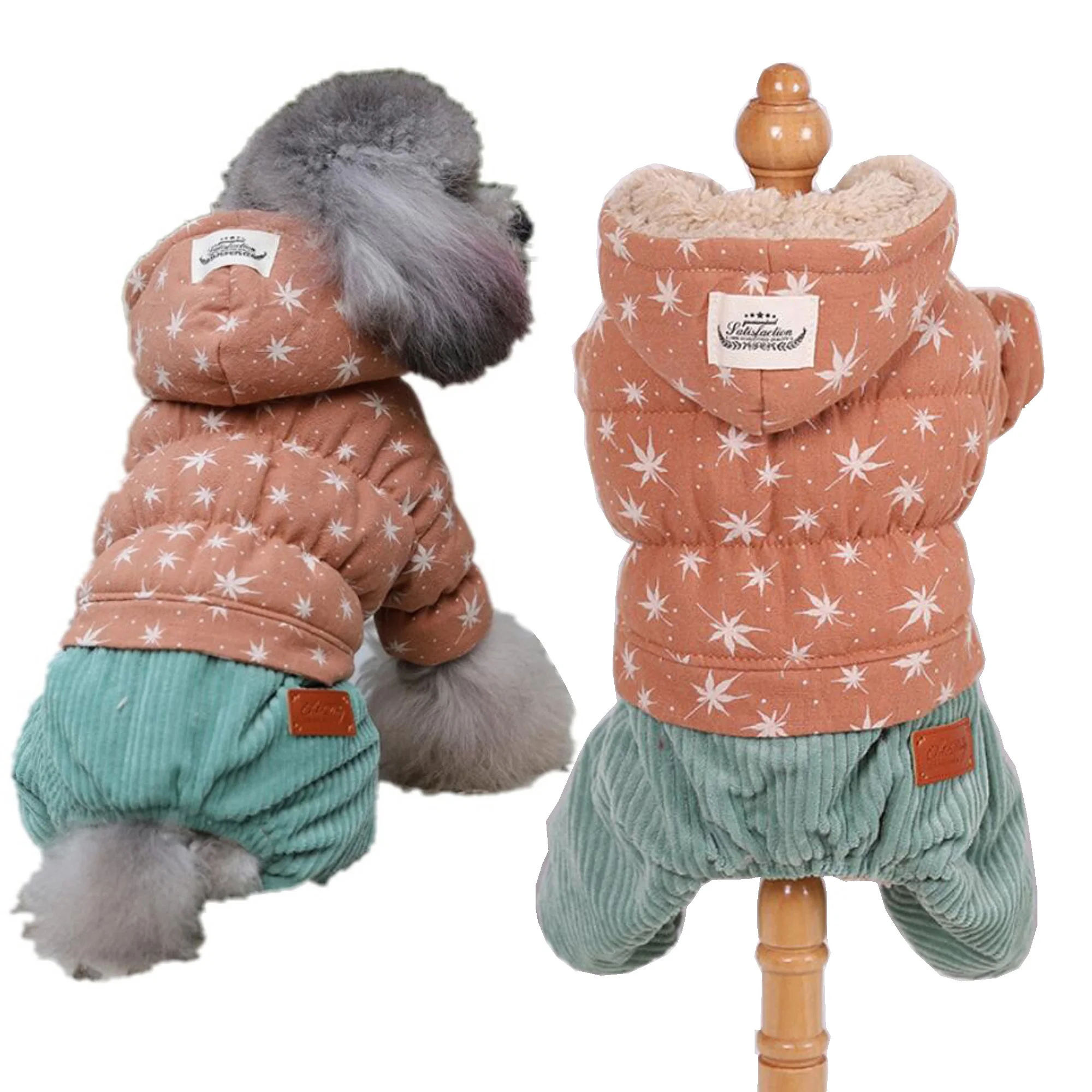 Теплый флисовый комбинезон для собак зимняя одежда Вельветовая флисовая куртка