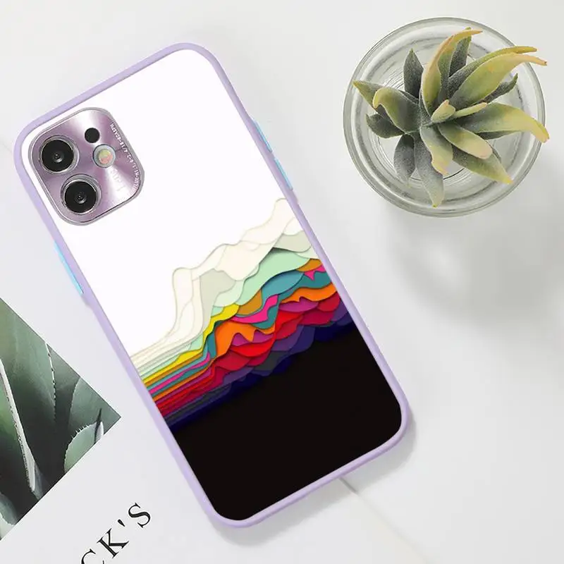 

Gradient color texture Phone Case For iPhone 12 11 Mini Pro XR XS Max 7 8 Plus X Matte transparent Purple Back Cover