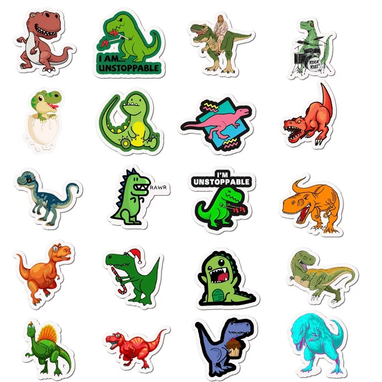 

50pcs Cartoon Dinosaur Graffiti Stickers Children Stationery Sticker DIY Toy Bike Travel Luggage Guitar Waterproof PVC Decals