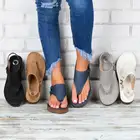 Женские сандалии на танкетке, повседневные пляжные туфли на танкетке с вышивкой и пряжкой, 2021