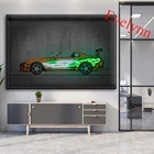 Современный холст Supra Car Neon Wall Art Toyota Car неоновый постер уличное искусство Граффити Модульная картина домашний Декор Картина рамка
