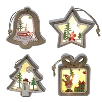 2022 new christmas decorations christmas luminous wooden pendants with lights christmas tree pendants christmas gifts
