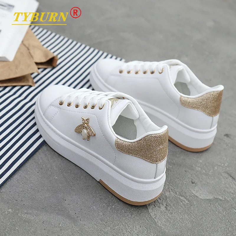 Women's Casual Shoes 2021 New Women's Sports Shoes Fashionable Breathable PU Leather Platform White Elegant Women's Shoes Zapato