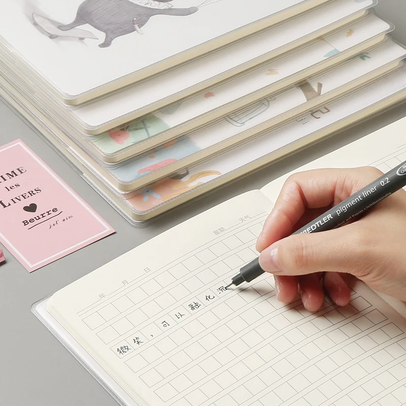 4 loaded square diary A5 children reading notes this pvc cover soft copy notebook portable classroom art supplies | Канцтовары для
