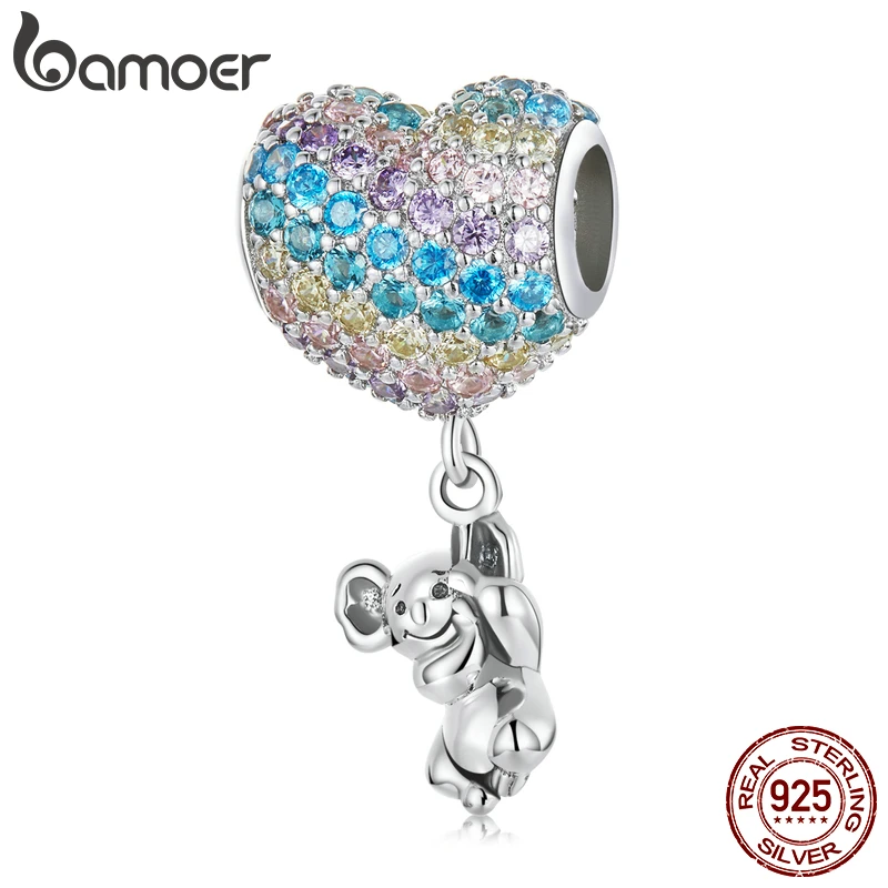 

Bamoer Authentic 925 Sterling Silver Hearted-Balloon & Koala Pendant for DIY Making Bracelet & Bangle Fine Jewelry Charms Gift