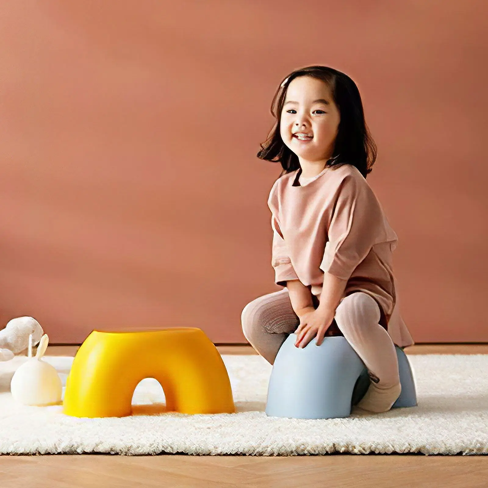 

Children Rainbow-Shaped Chair Skin-Friendly Non-Burr Anti-Slip Durable Home Chair Kids Colorful Stool Rainbow Furniture Sofa