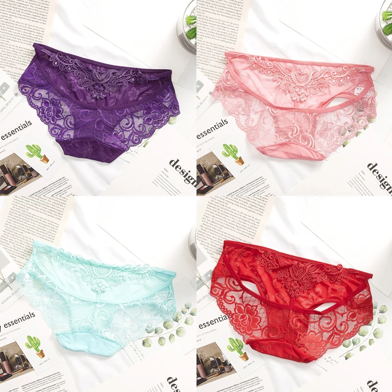 

Women 's Underwear Sexy Briefs Lightweight Underwear Transparent 's Cotton Crotch Comfortable Temptation Hollow Lace Panties