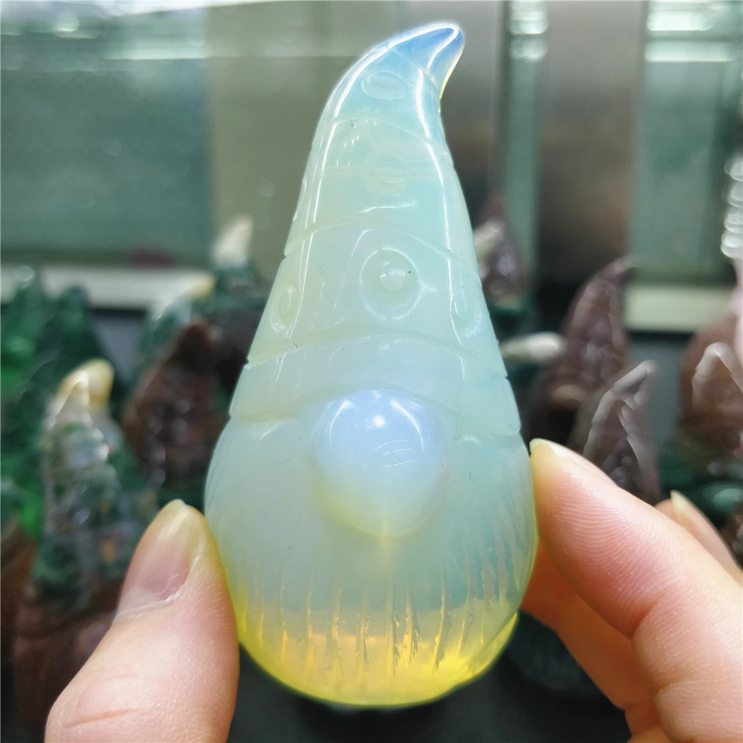 

Розовый кристаллический камень натуральная Океаническая яшма опал флюорит скала Рождество маленький человек семь гномов фигурка подарки ...