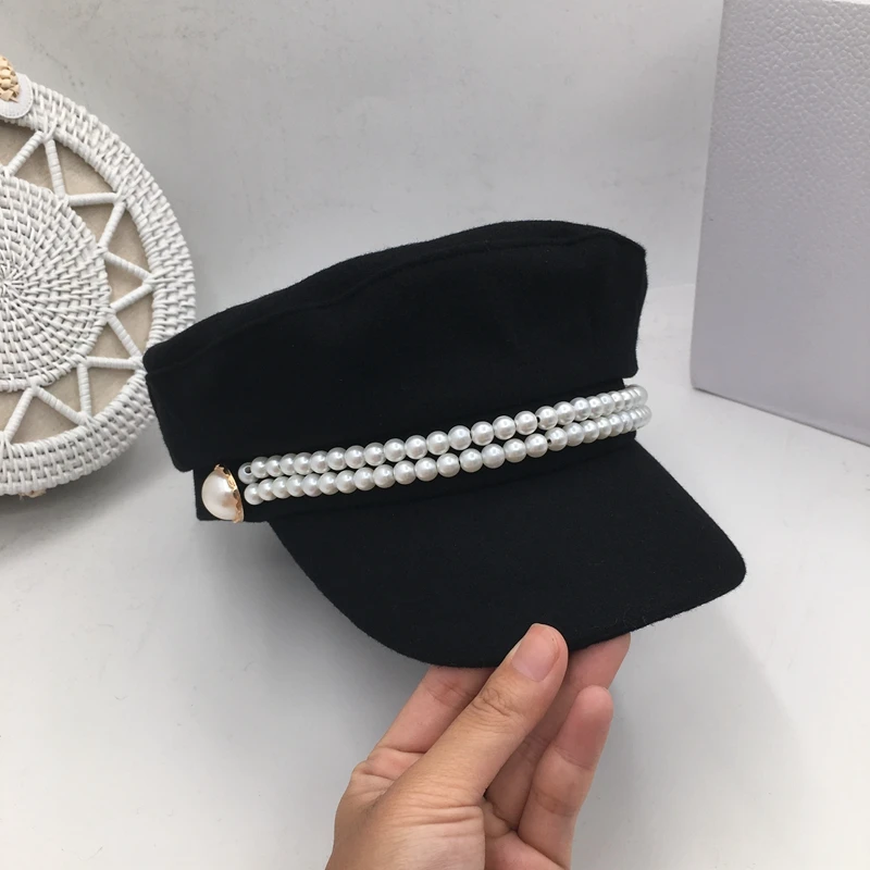 Женская Ретро Кепка с жемчужными буквами в стиле европейской и американской моды