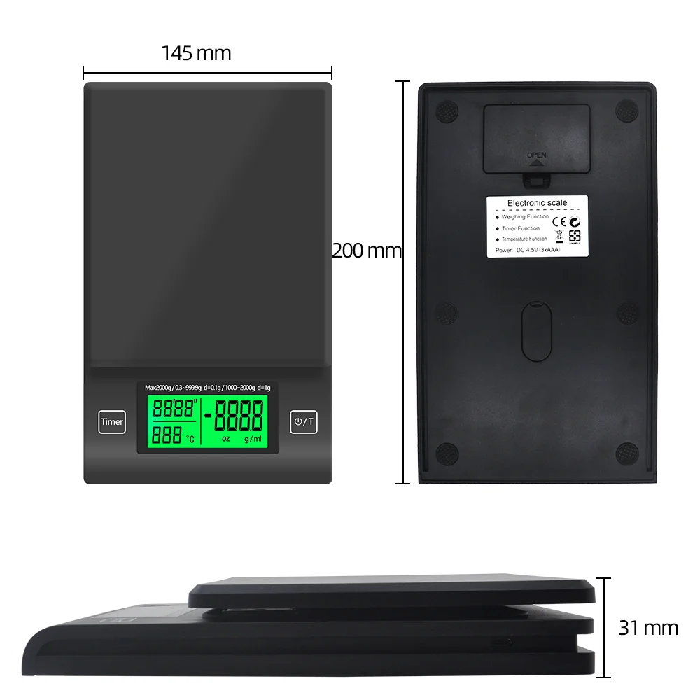 Цифровые кухонные весы для кофе с таймером 2 кг/1 г|Весы| |