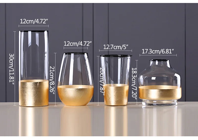 Strongwell Скандинавская стеклянная ваза Золотая фольга современное Золотое стекло ваза Европейский прозрачный цилиндрический для декора; ваза с цветами домашняя настольная