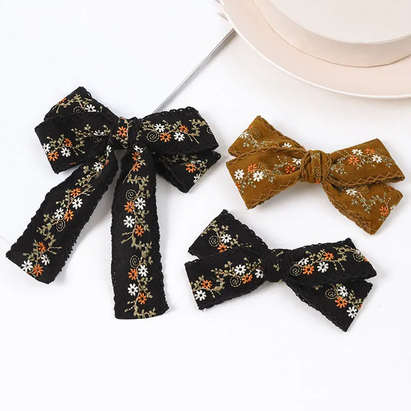 Женская заколка для волос с бантом нарисованной длинноволосой девочкой