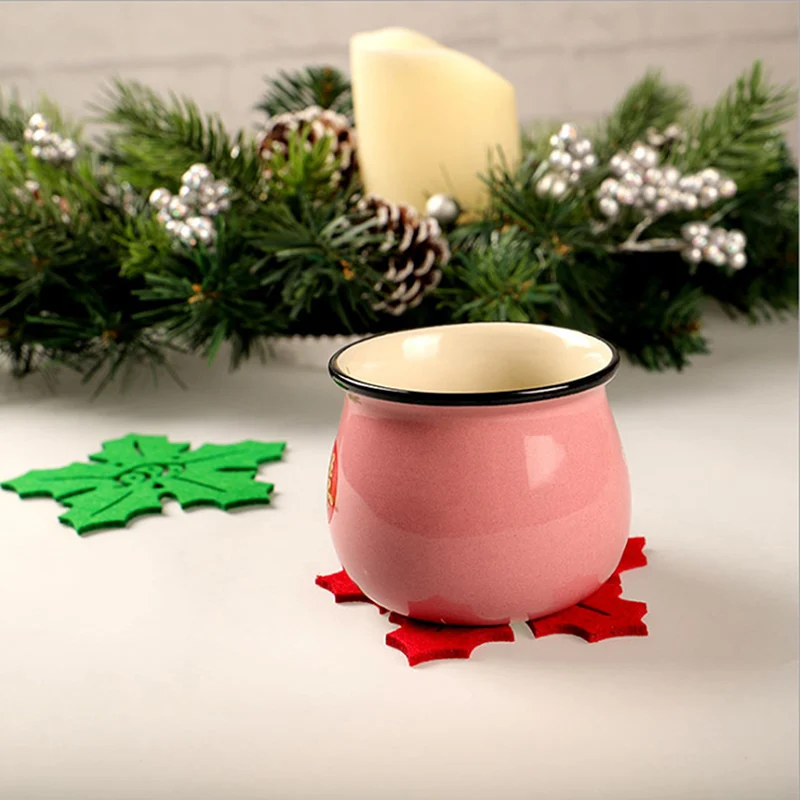 4 шт. рождественские коврики для чашек в виде красных и зеленых снежинок бант