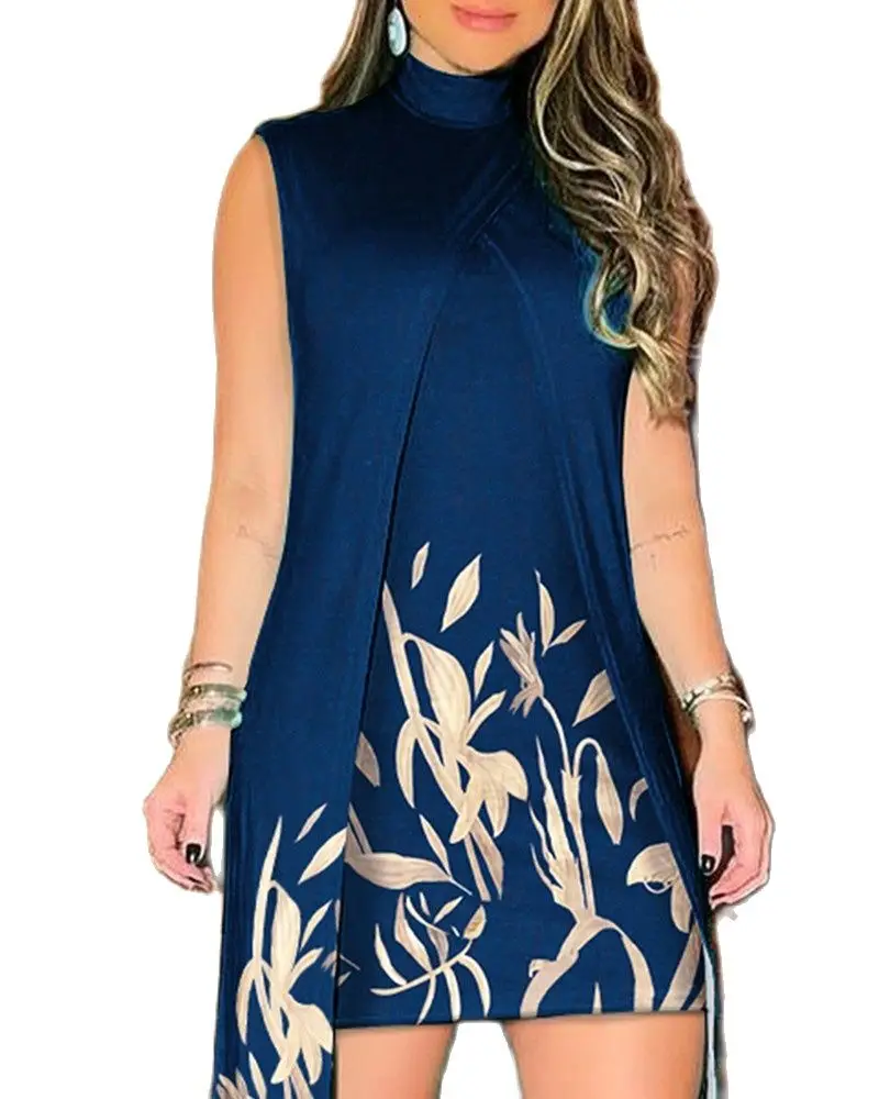 

Factory Wholesale Customized 2022 New Printed Round Neck Dress Party Elegant Dresses for Women Traf Female Clothing