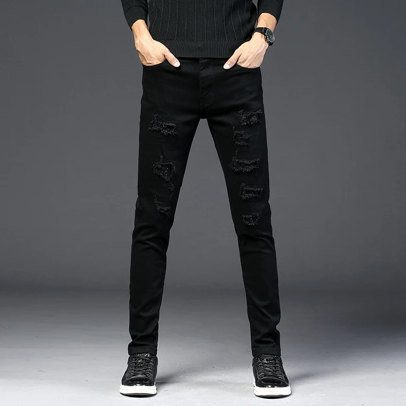 Мужские джинсы хип хоп для похудения повседневная одежда бизнес досуг пара