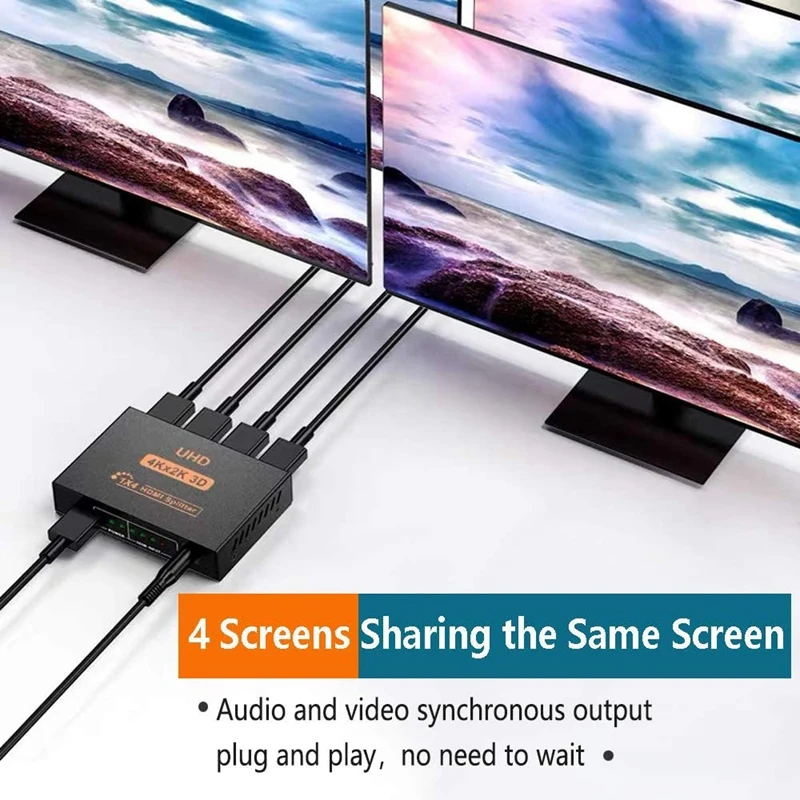HDMI совместимый сплиттер 1 в 4 выхода 4K поддерживает Full HD 1080P переключатель для ПК DVD