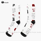 Наклейка All Too Well-женские носки Red Socks Тейлор, Рождественский и новогодний подарок, цифровая печать на 360 , индивидуальный заказ