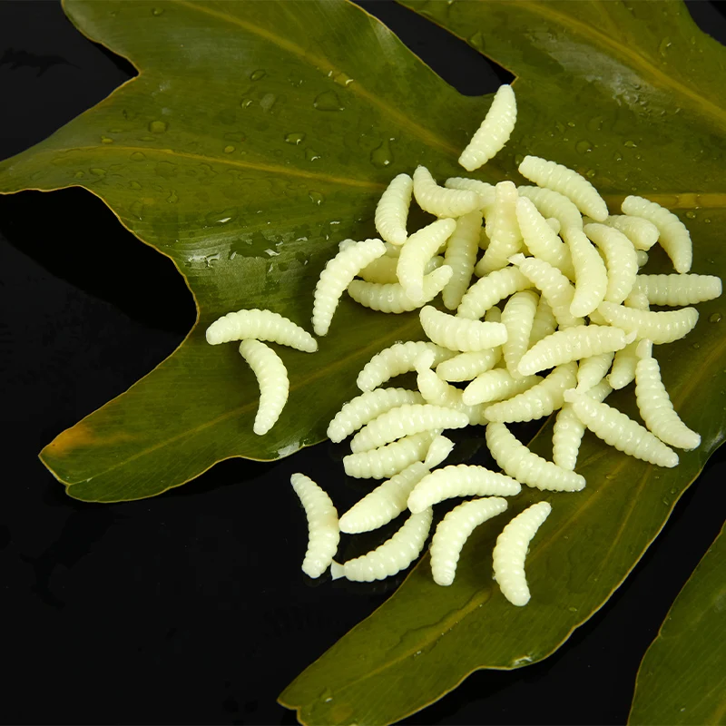 

50PCS 2cm 0.3g Fishing Lures Softbaits Worms Shaped Glow Shrimps Suspending Jigging Lifelike Artificial Bait Fishy Smell