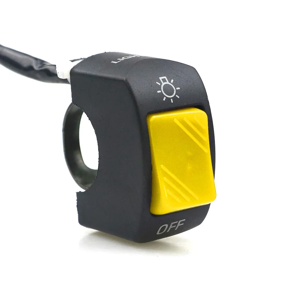 Yellow 22 мм МОТОЦИКЛ Переключатель ВКЛ-ВЫКЛ Кнопка руль переключатели 12V ATV электронный скутер мотоцикл велосипед Пуля разъем Запчасти - Цвет: Yellow