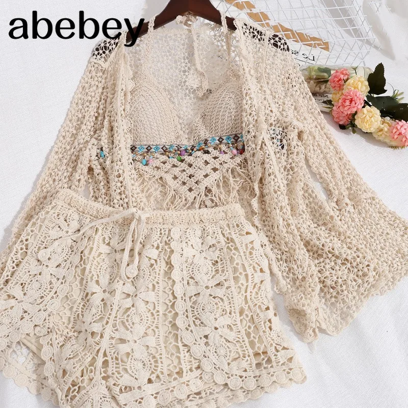 

Комплект из 3 предметов, Женский комплект из трех предметов, праздничный летний пляжный костюм, женский комплект для моря