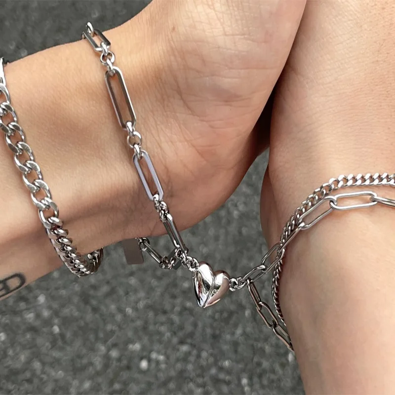 Браслеты магнитные из нержавеющей стали для пар изящные украшения мужчин и