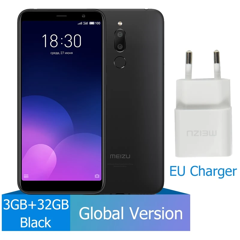 Meizu M6T, 16 ГБ, 32 ГБ, глобальная версия, мобильный телефон MTK6750, четыре ядра, 5,7 дюймов, 1440x720 P, двойная камера заднего вида, аккумулятор 3300 мАч - Цвет: 32G Black