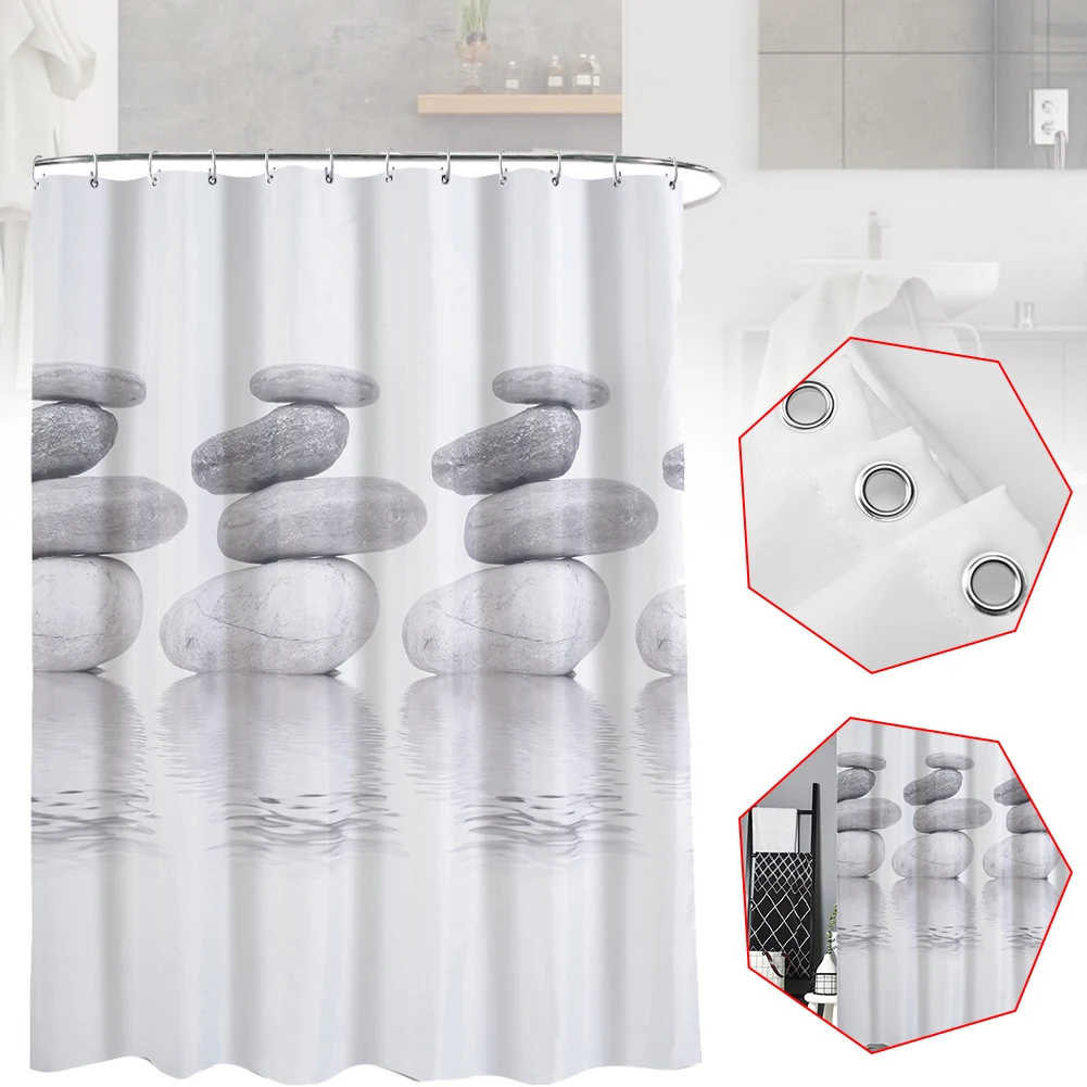 

Pebble print Shower Curtains Waterproof Thick Solid Bath Curtains For Bathroom Bathtub Bathing Cover 12 Hooks for Home Bathroom