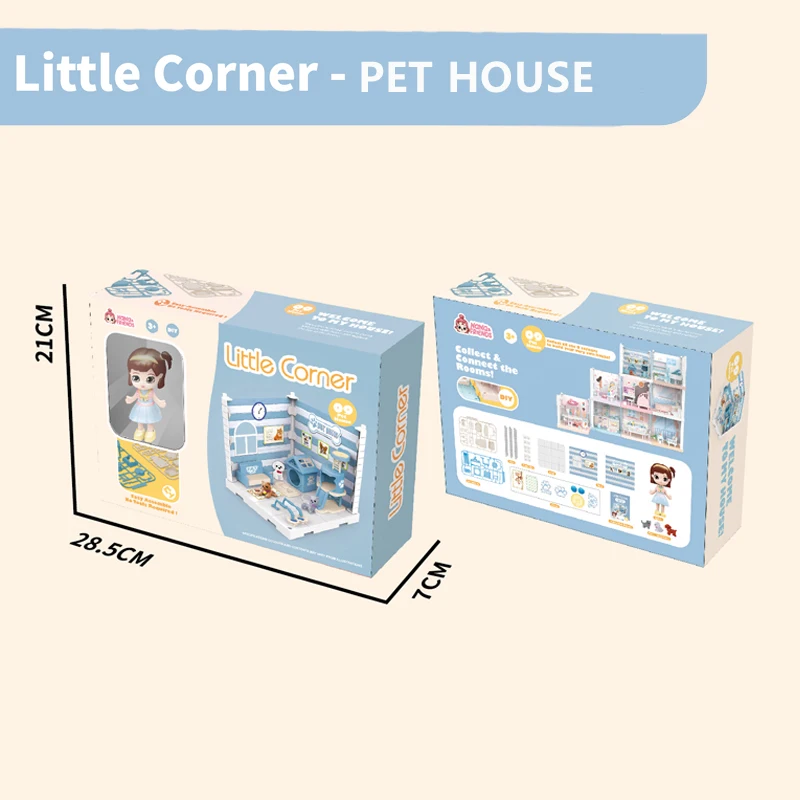 Little Corner DIY Assembles toys Doll House Living Room Ice cream Kitchen Piano Bed Dressing Dining Bath Pet Christmas Boy Gril |