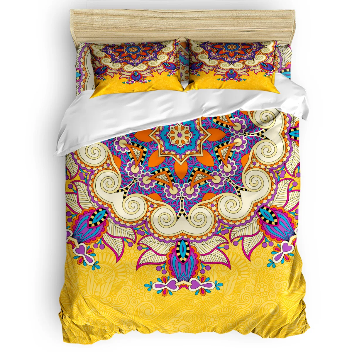 

Yellow Arabic Circle Pattern Duvet Cover Set Warm and Comfortable Bedding Set Bedroom Supplies Bedroom Comforter Set 2/3/4pcs