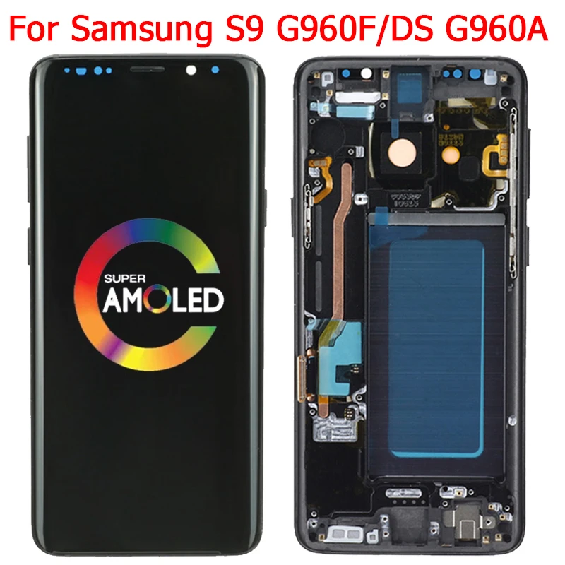 Оригинальный ЖК дисплей для Samsung Galaxy S9 с рамкой 5 8 дюйма SM G960F G960A G960F/DS сенсорная