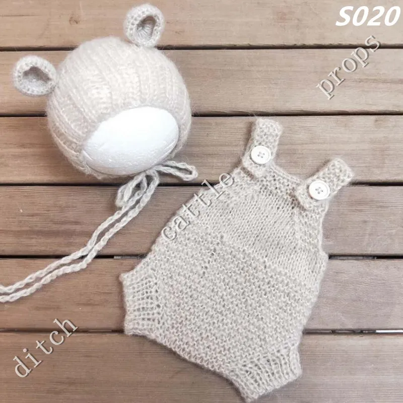 Реквизит для фотосъемки новорожденных штаны + шапки тканые реквизиты из мохера