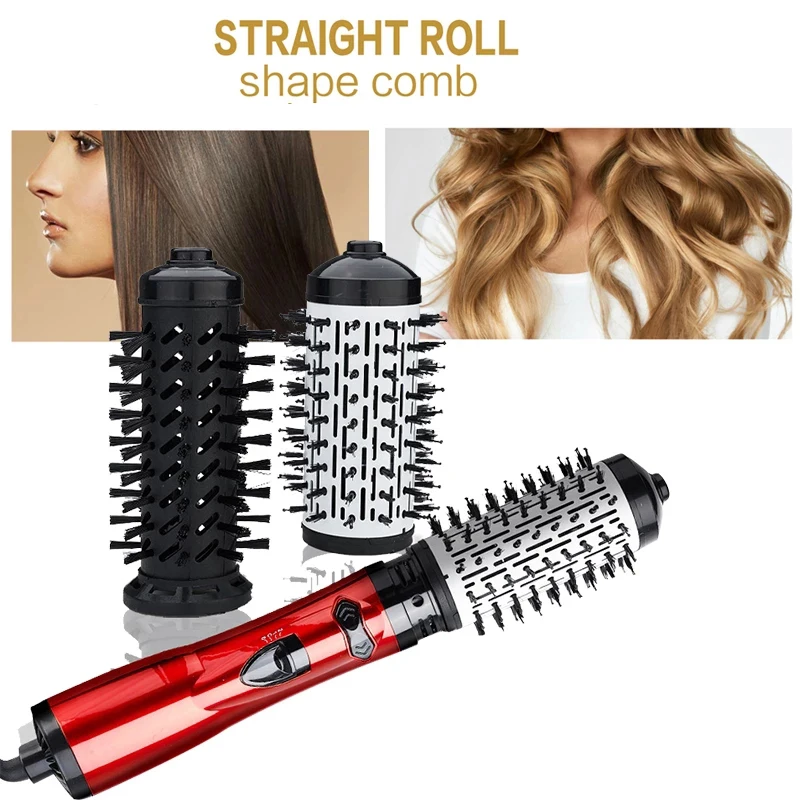 2 в 1 электрическая вращающаяся расческа для завивки волос с головками 50 мм