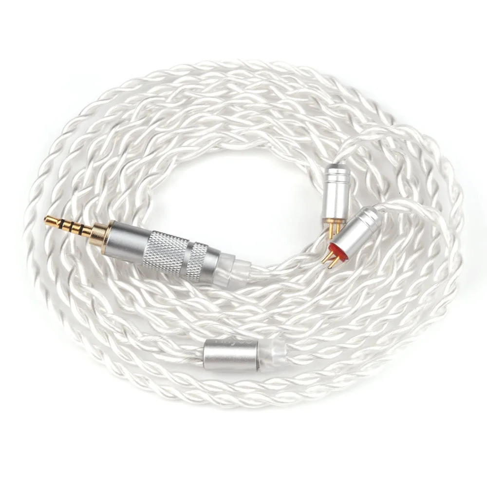 HOT! Yinyoo 7N Pure Silver Cable 2.5/3.5/4.4mm Balanced Cable With MMCX/2pin Connector For LZ AS10 ZS10 C10 C16 C12 V80 V90