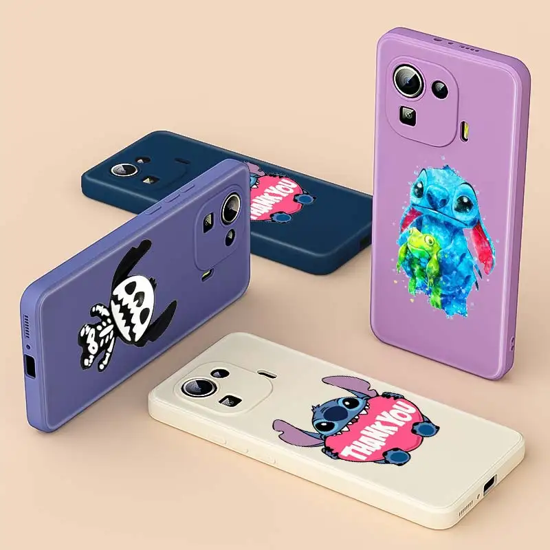 

Liquid Silicone TPU Cover Cute Stitch Anime For Xiaomi 11 Ultra 10T 10S 10i 10 9 11T 11i 9SE 8SE Pro Lite 5G Phone Case