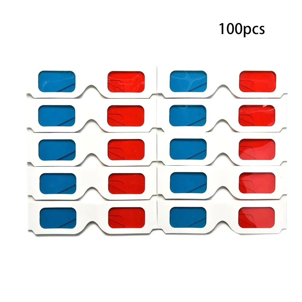 

Hot 100pcs/lot Universal Anaglyph Cardboard Paper Red & Blue Cyan 3d Glasses For Movie Wholesale
