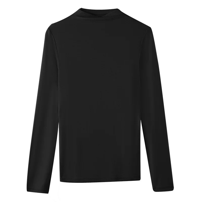 

Turtleneck Slim Fit Woman Tshirts Workwear Office Ladies Pure color thin High Neck Long Sleeve Tee Women Autumn Minimalist Tee