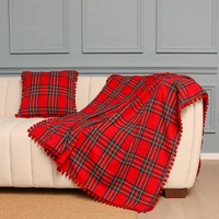nordic style striped plaid blanket with pompom ball 120x150cm autumn winter geometric lattice shawls sofa bed throw blankets