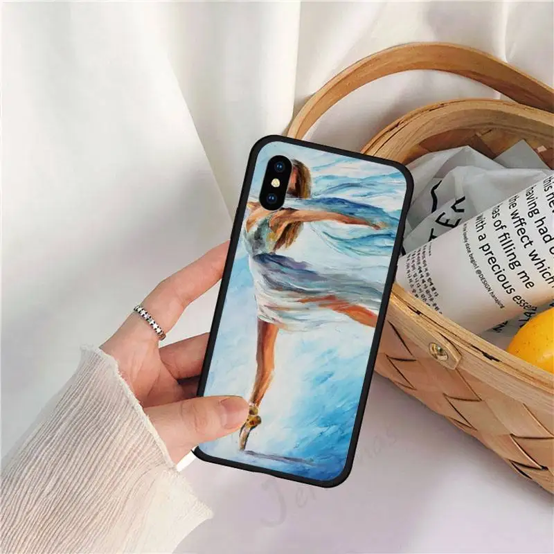 

Love Gymnastics Oil Painting Phone Case for iPhone 11 12 pro XS MAX 8 7 6 6S Plus X 5S SE 2020 XR
