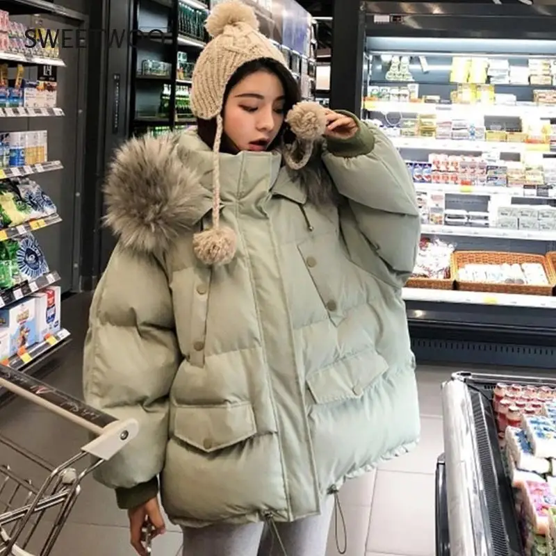 Jacket Women Female Winter 2022 Women's Winter Down Jacket Harajuku Outwear Puffer Parkas Quilted Coats 2021 Za Women's Clothing