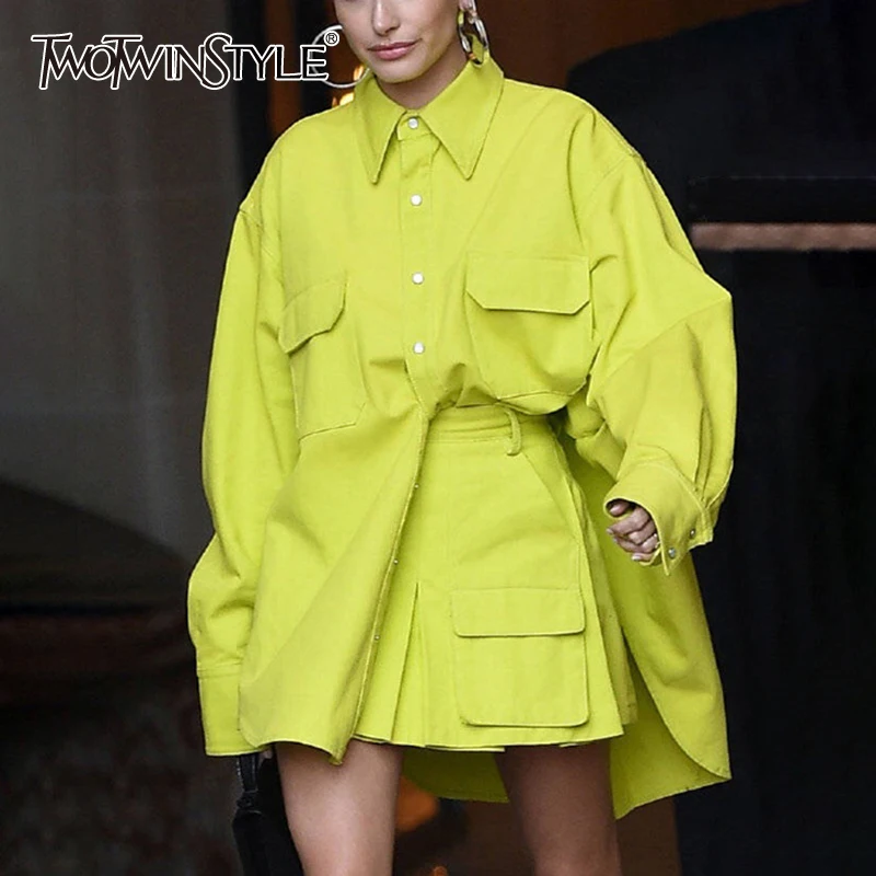 Женский комплект из двух предметов TWOTWIN рубашка в стиле сафари с отворотным