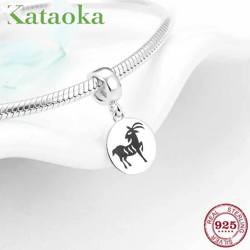 Fashion 925 Sterling Silver cute 12 Zodiac little Sheep fine Pendants beads Fit Original Kataoka Charm Bracelet Jewelry making | Украшения