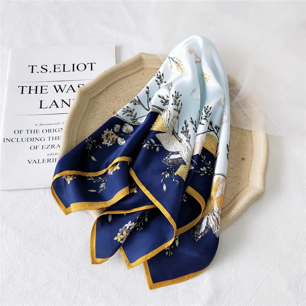 

53*53 см шелковый шарф для волос для женщин Модный цветочный принт платок для шеи шарфы женские маленькие бандана головы шарфы для женщин крас...